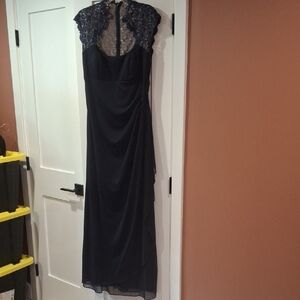 Elegant Navy Evening Gown Size 14
